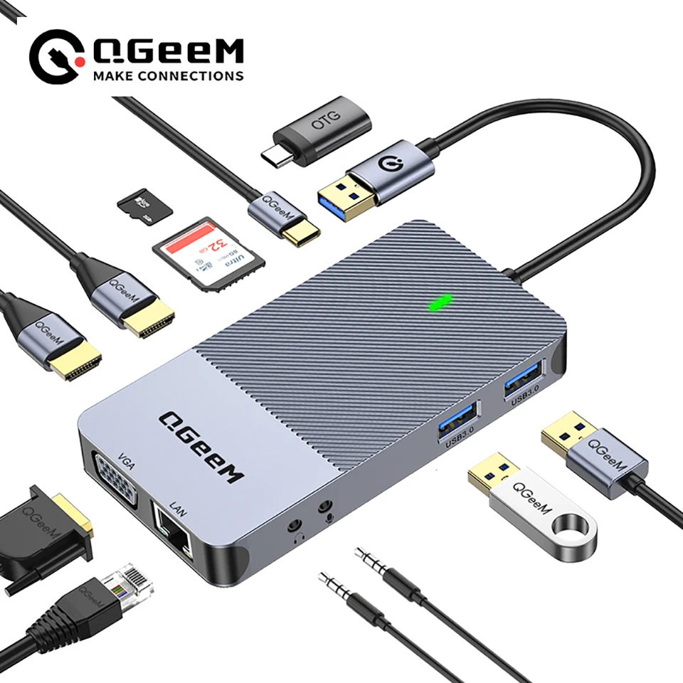 Smart Home Hub 2 - Док-станция QGeeM USB 3.0, USB-хаб с